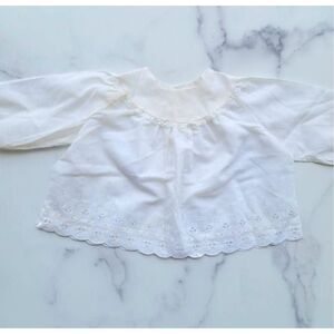 Vintage French import eyelet blouse Tergel 0-3 month cotton cottagecore lace pra